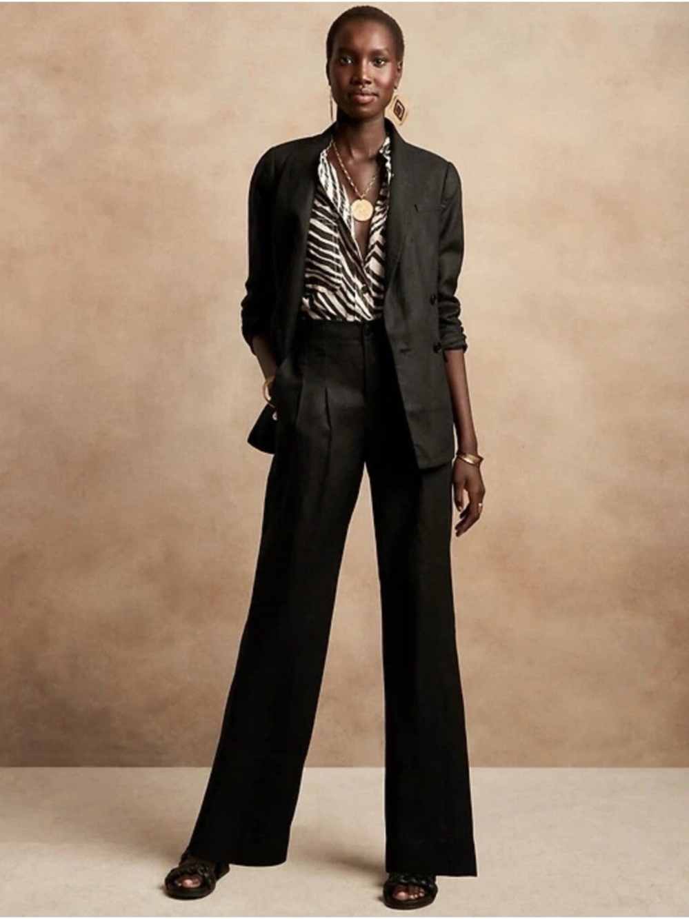 Banana Republic Women's High Rise Pleated Linen Pants Size 18 Black NWT - Picture 14 of 15
